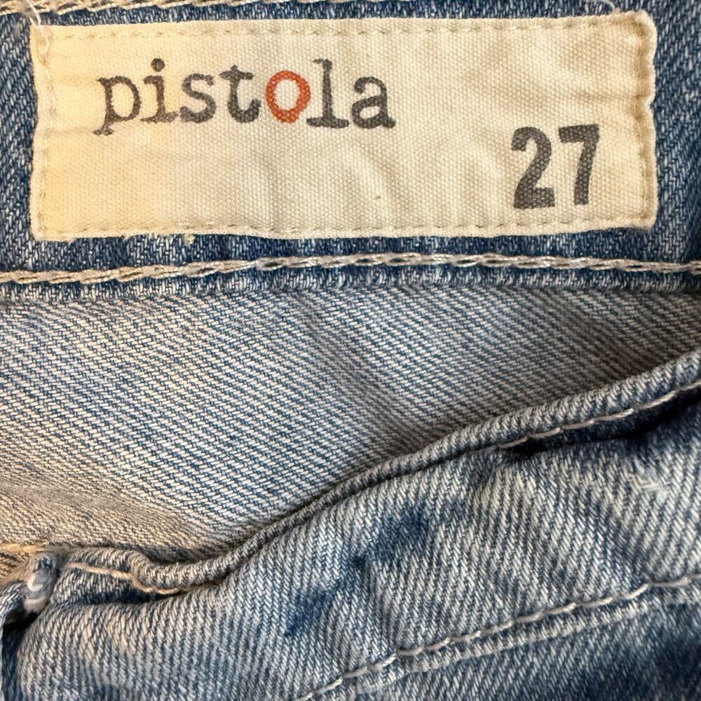 Pistola Distressed Cut Off Denim Jean Shorts Womens 27 Asher Blue Mid Rise Rigid - Picture 11 of 13